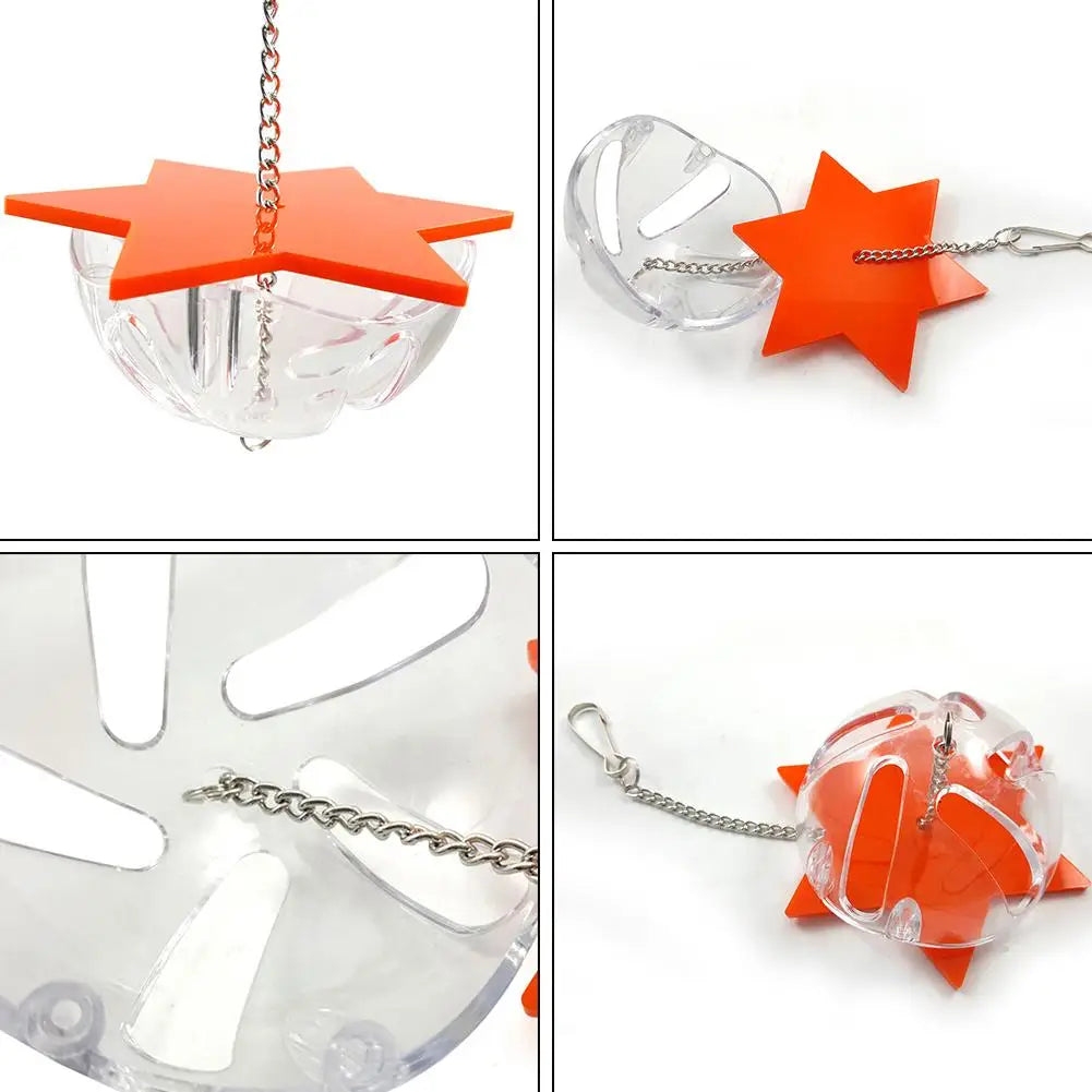 Bird Bite Toys Parrot Hanging Treat Foraging Toy Feeder Acrylic Hexagonal Star Multi-Layer Bird Food Box Birdcage Accessories