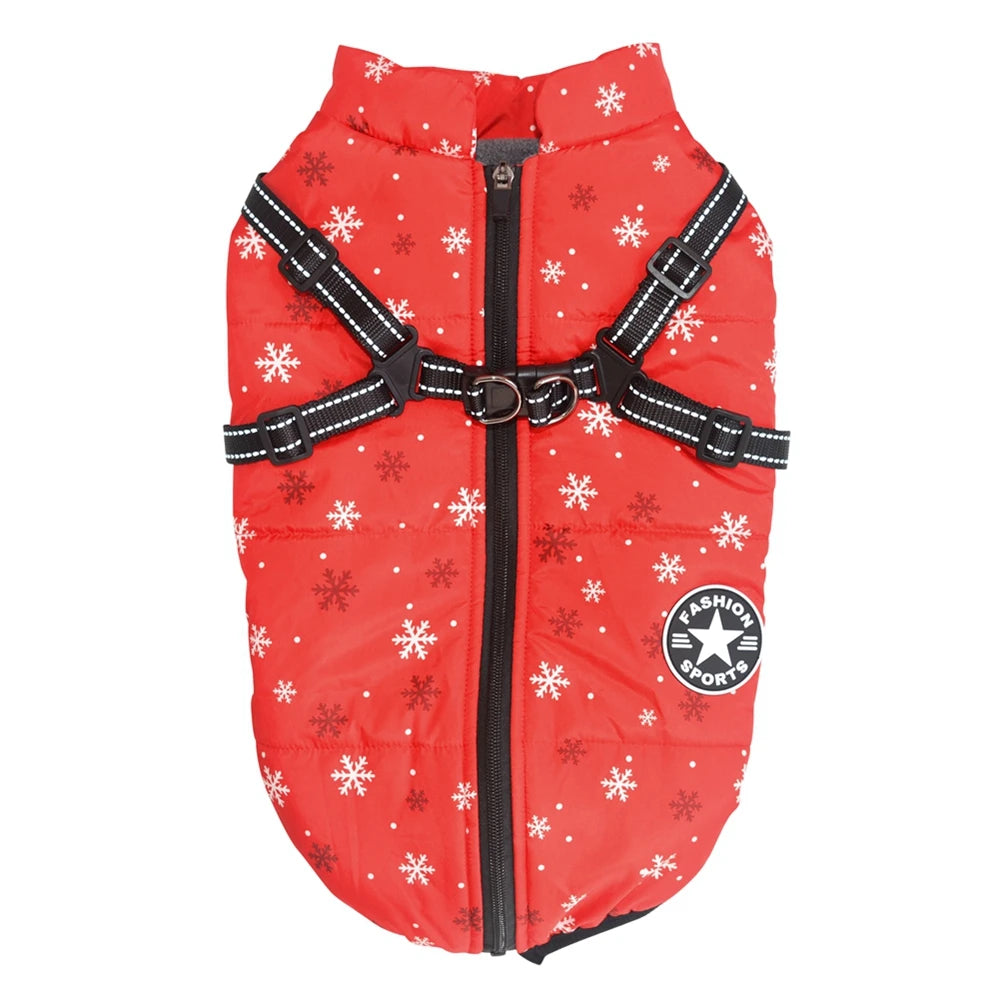 Winter Pet Dog Jacket With Harness Warm Dog Clothes For Small Medium Dogs Coats Waterproof Pet Coat Puppy French Bulldog Outfits