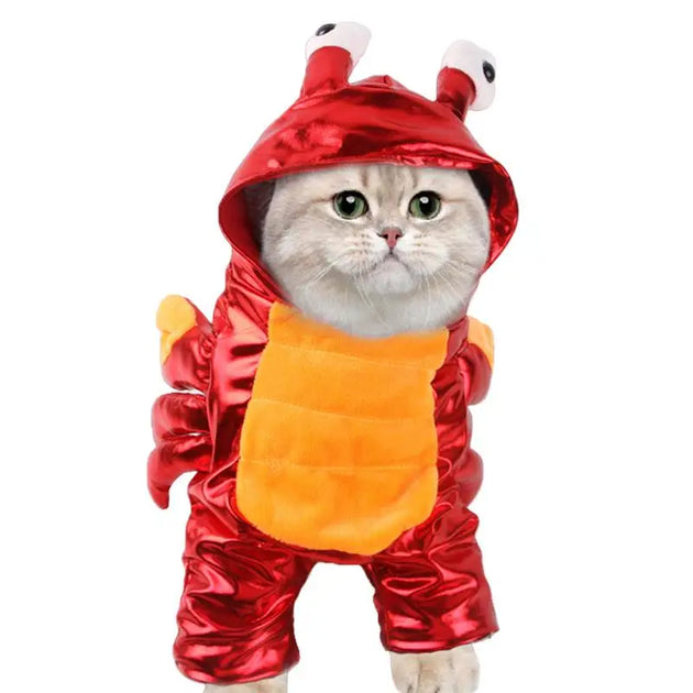 Crab Costume For Dog Dog Cat Halloween Crab Costume Pet Clothes Warm Outfits Clothes Puppy Red Hoodie For Halloween Party