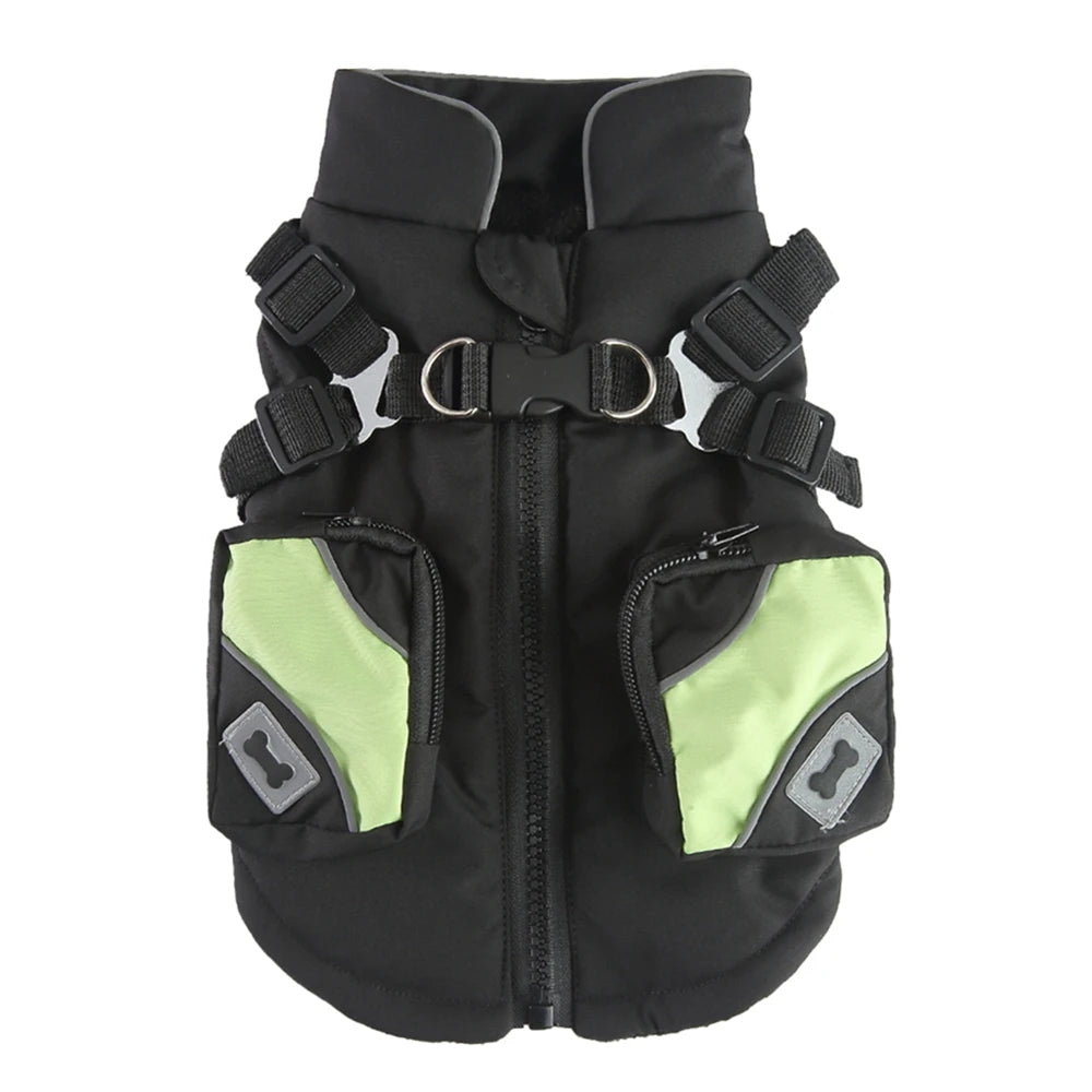 Winter Pet Dog Jacket With Harness Warm Dog Clothes For Small Medium Dogs Coats Waterproof Pet Coat Puppy French Bulldog Outfits