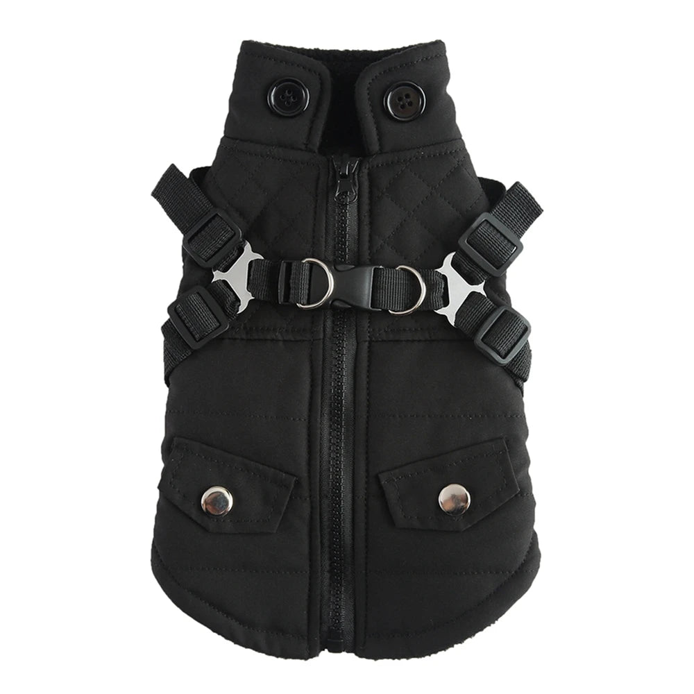 Winter Pet Dog Jacket With Harness Warm Dog Clothes For Small Medium Dogs Coats Waterproof Pet Coat Puppy French Bulldog Outfits