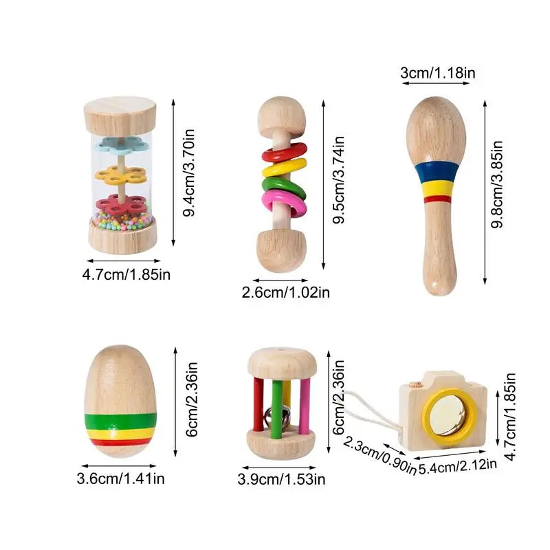 6pcs Cute Rabbit Toys Colorful Wooden roller rattle Chew Toys for Small Pet Molars Supplies Bite-Resistant Animal Accessories