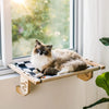 Mewoofun Cat Window Perch Wood Metal Frame Easy to Assemble for Windowsill Bedside Drawer and Cabinet More Beige Chessboard