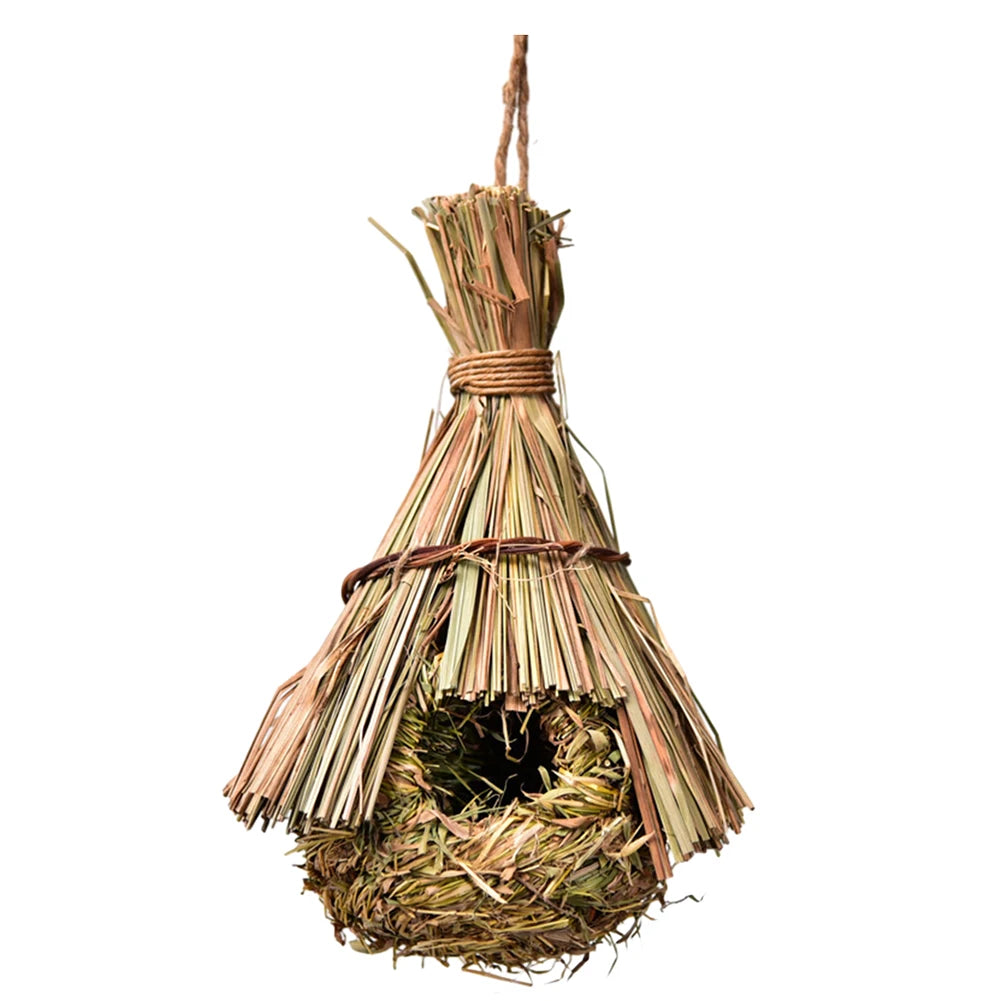 Natural Grass Bird House Ventilated Weaved Hanging Parrot Nest Houses Comfortable Resting Place Outdoor Decoration