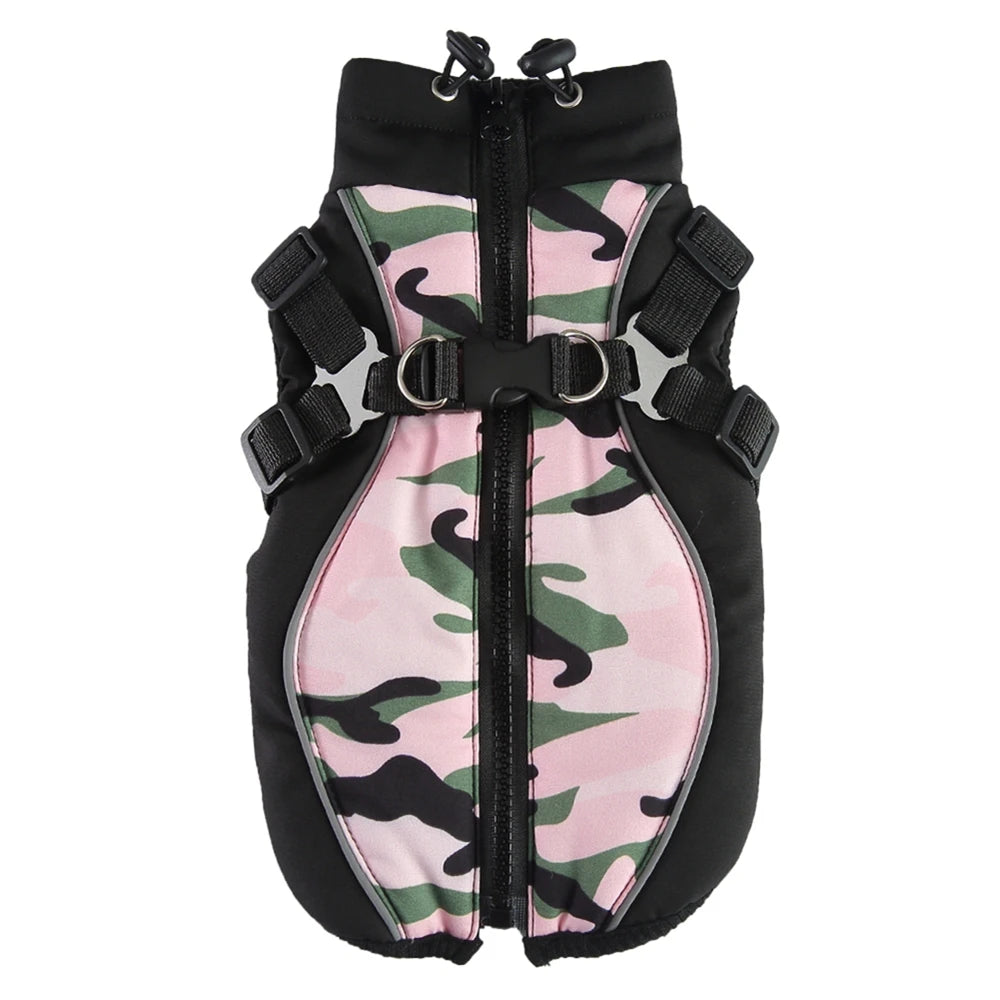 Winter Pet Dog Jacket With Harness Warm Dog Clothes For Small Medium Dogs Coats Waterproof Pet Coat Puppy French Bulldog Outfits
