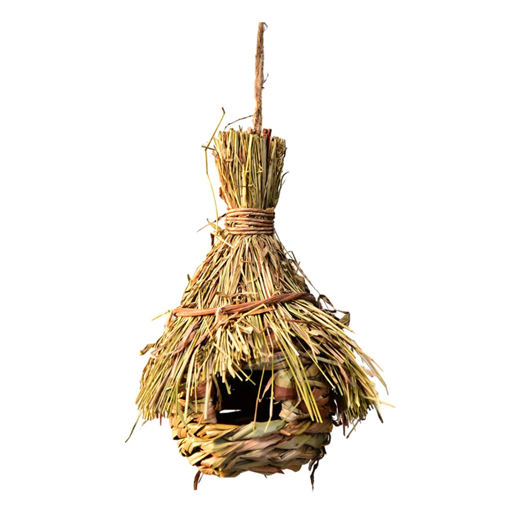 Natural Grass Bird House Ventilated Weaved Hanging Parrot Nest Houses Comfortable Resting Place Outdoor Decoration