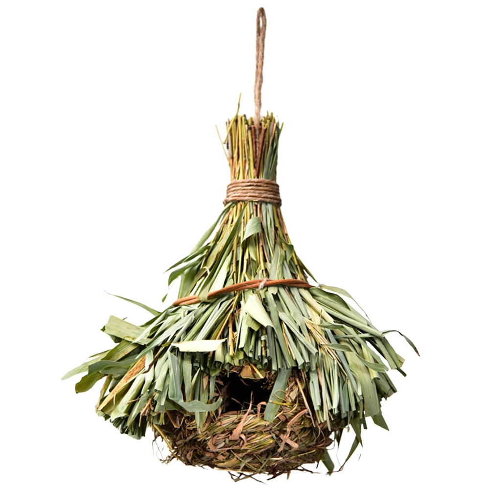 Natural Grass Bird House Ventilated Weaved Hanging Parrot Nest Houses Comfortable Resting Place Outdoor Decoration