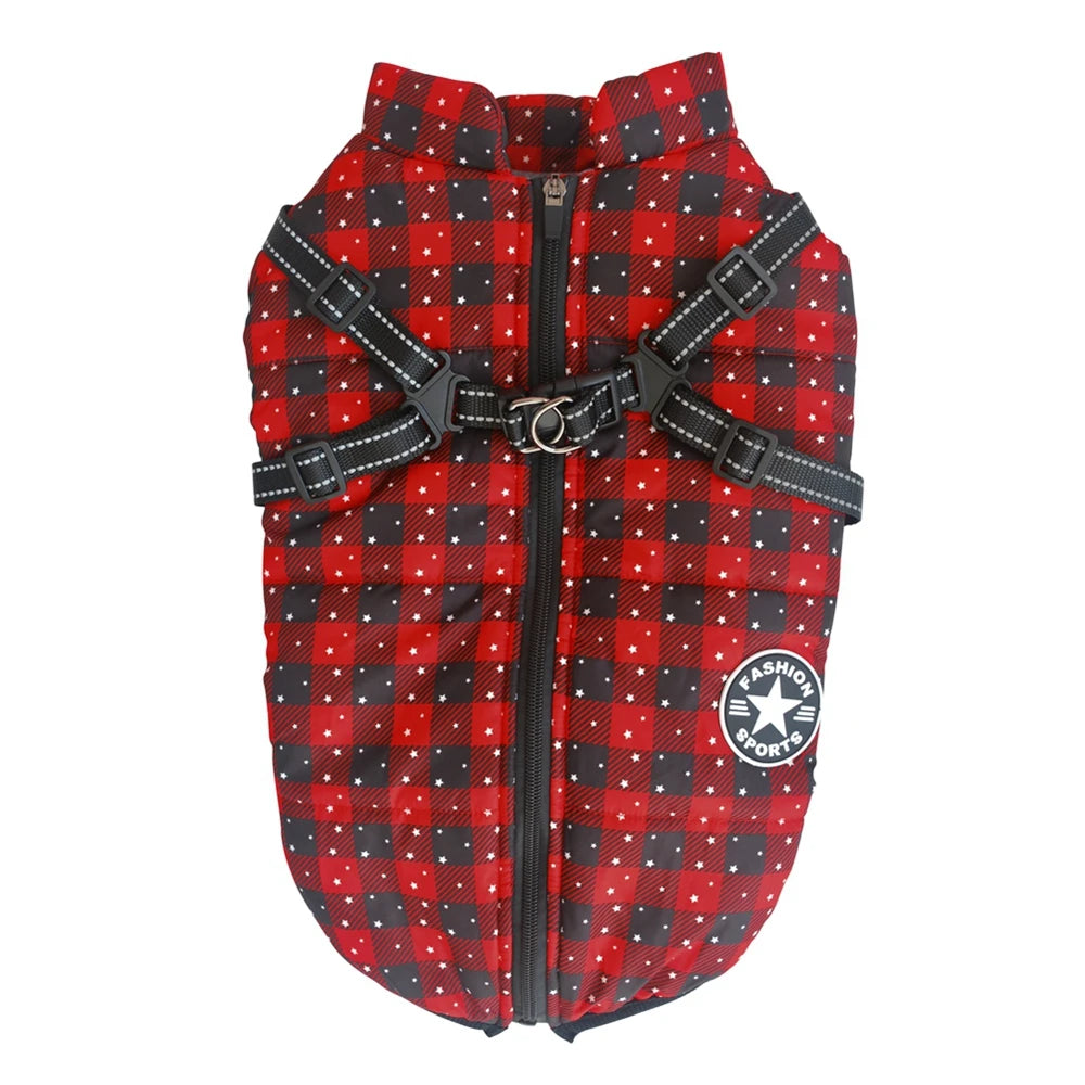 Winter Pet Dog Jacket With Harness Warm Dog Clothes For Small Medium Dogs Coats Waterproof Pet Coat Puppy French Bulldog Outfits
